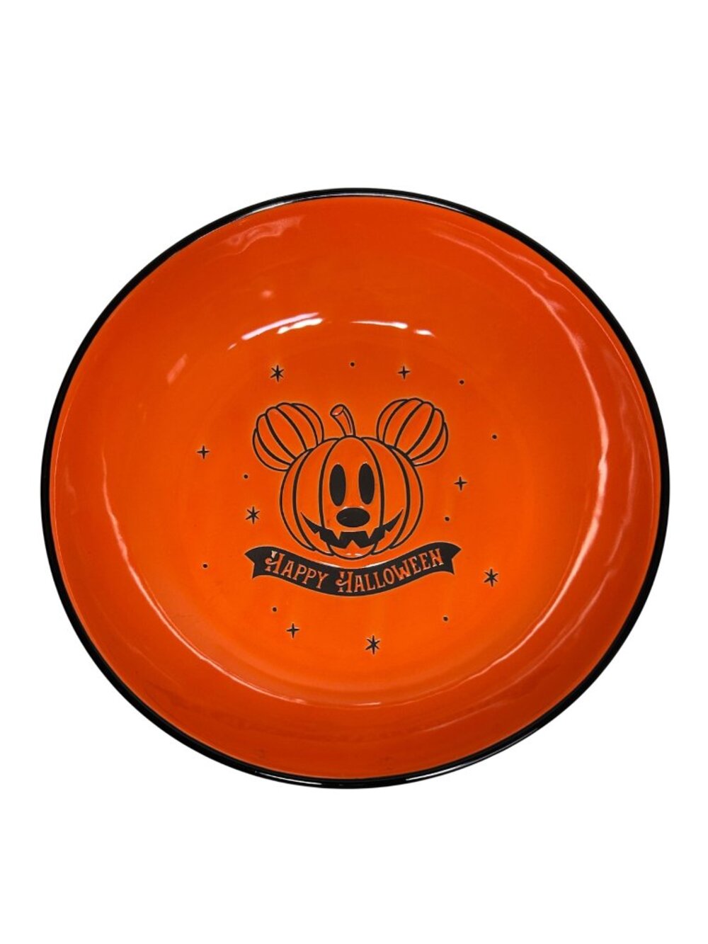Disney Halloween Mickey Pumpkin Bowl Ceramic 8.5” Black & Orange Microwave Safe